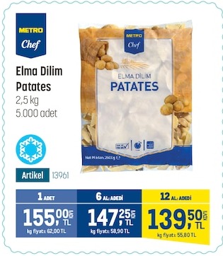Metro Chef Elma Dilim Patates 2,5 Kg
