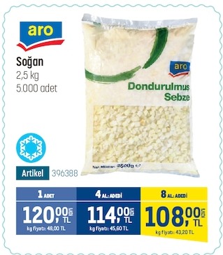 Aro Soğan Dondurulmuş Sebze 2,5 Kg