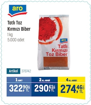 Aro Tatlı Toz Kırmızı Biber 1Kg