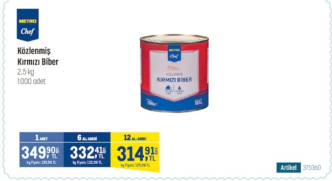 Metro Chef Közlenmiş Kırmızı Biber 2,5 Kg