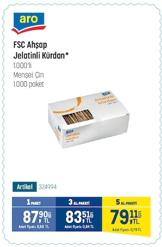 Aro Ahşap Jelatinli Kürdan 1000'Li