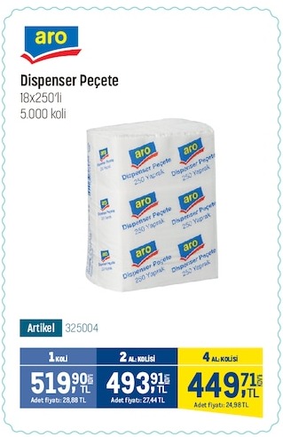Aro Dispenser Peçete 18X250'Li