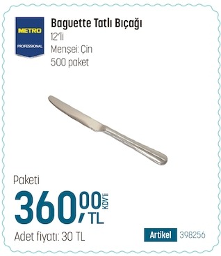 Metro Baguette Tatli Bicaği 12'Li 500 Paket