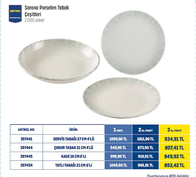 Sarona Porselen Tabak Çeşitleri 27Cm (4'Lü)
