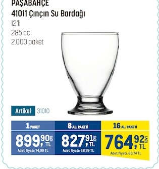 Paşabahçe 41011 Çınçın Su Bardağı 12'Li