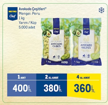 Metro Chef Avokado Çeşitleri Yarım / Küp 1 Kg