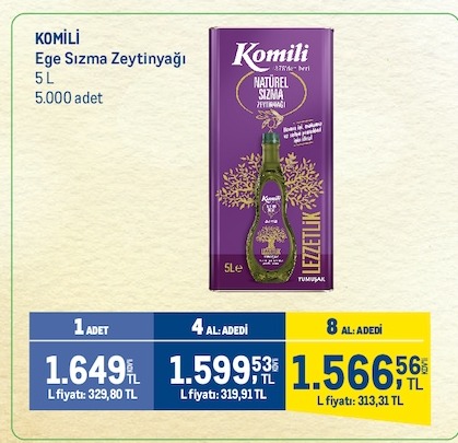 Komili Ege Sızma Zeytinyağı 5 L