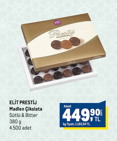 Elit Prestij Madlen Çikolata Sütlü & Bitter 380G