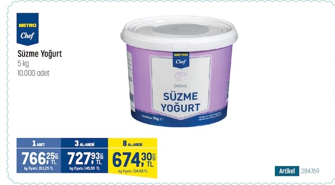 Metro Chef Süzme Yoğurt 5Kg