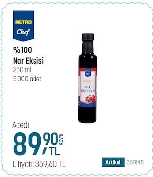 Metro Chef %100 Nar Ekşisi 250Ml