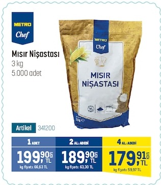 Metro Chef Mısır Nişastası 3Kg