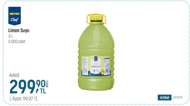 Metro Chef Limon Suyu 3L
