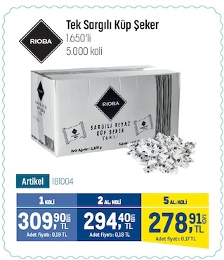 Rioba Tek Sargılı Küp Şeker 1.650'Li