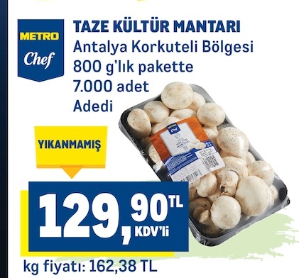 Metro Chef Taze Kültür Mantarı 800G