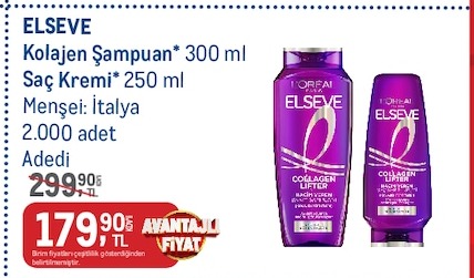 Elseve Kolajen Şampuan 300Ml, Saç Kremi 250Ml