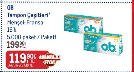 Ob Tampon Çeşitleri 16'Lı