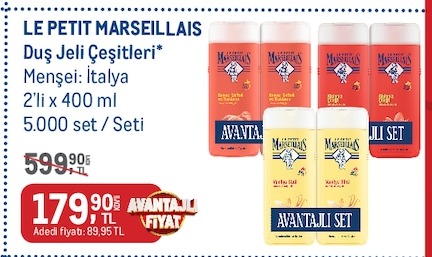 Le Petit Marseillais Duş Jeli Çeşitleri 2Li X 400 Ml