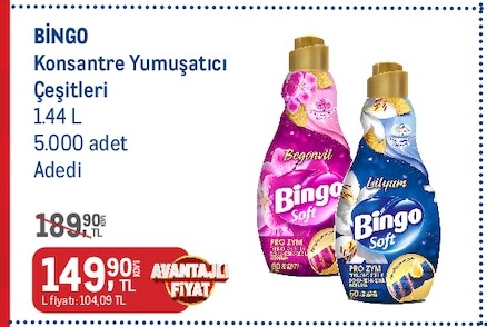 Bingo Konsantre Yumuşatıcı Çeşitleri 1.44 L
