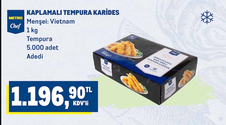 Metro Chef Kaplamali Tempura Karides 1Kg
