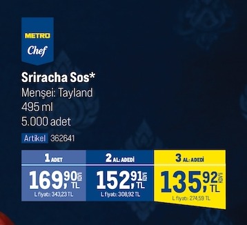Metro Chef Sriracha Sos 495Ml