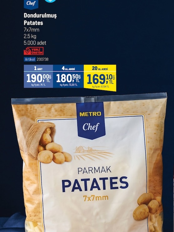 Metro Chef Parmak Patates 2.5Kg