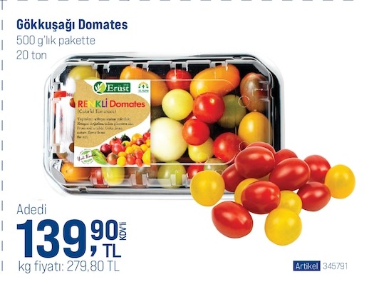 Erüst Gökkkuşağı Domates 500G Lık Pakette 20 Ton