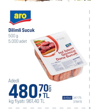 Aro Dilimli Sucuk 500G