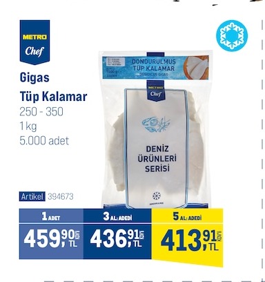 Metro Chef Gıgas Tüp Kalamar 1Kg