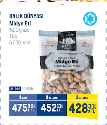 Balik Dünyasi Midye Eti %20 Glaze 1Kg