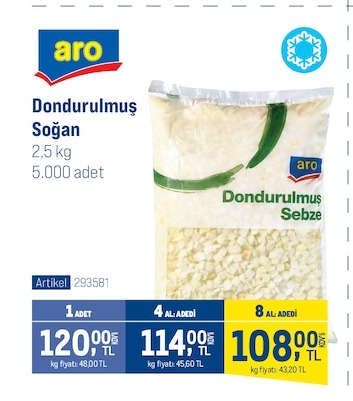 Aro Dondurulmus Soğan 2.5Kg