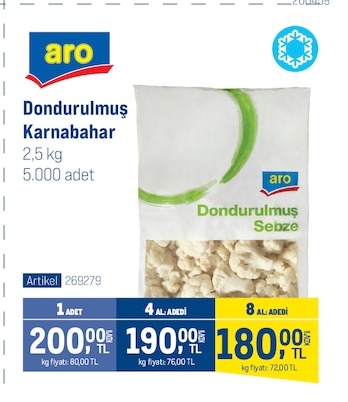 Aro Dondurulmuş Karnabahar 2,5 Kg