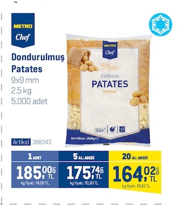 Metro Chef Dondurulmuş Patates 2.5Kg