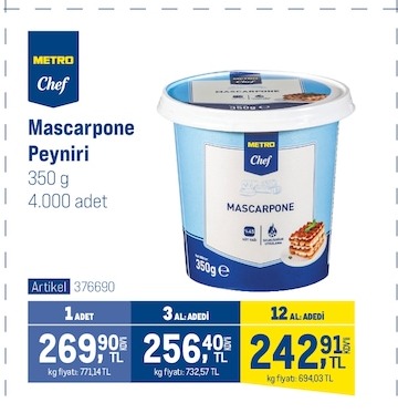 Metro Chef Mascarpone Peyniri 350G