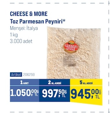 Cheese & More Toz Parmesan Peyniri 1Kg