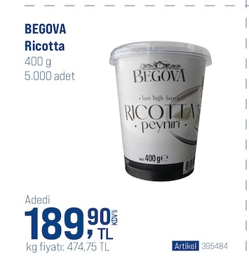 Begova Ricotta Peyniri 400G