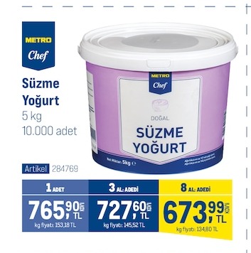 Metro Chef Süzme Yoğurt 5Kg