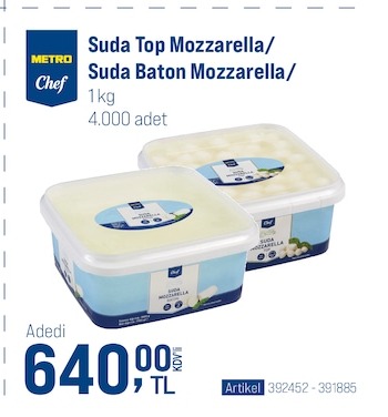 Metro Chef Suda Top Mozzarella/Suda Baton Mozzarella 1Kg