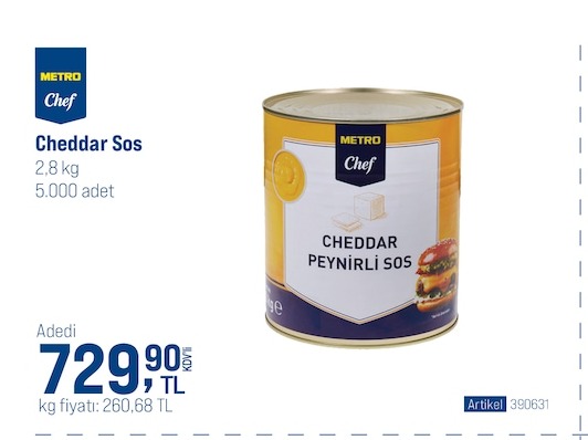 Metro Chef Cheddar Sos 2.8Kg