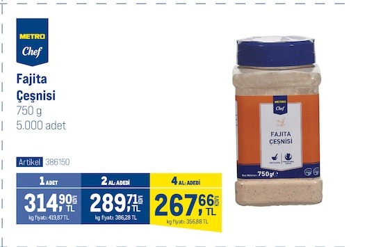 Metro Chef Fajita Çeşnisi 750G