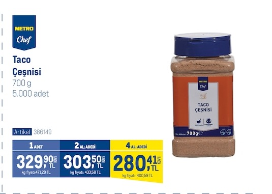 Metro Chef Taco Çeşnisi 700G