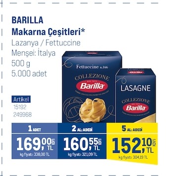 Barilla Lazanya / Fettuccine Makarna Cesitleri 500 G