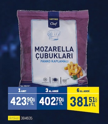 Metro Chef Mozzarella Çubukları Panko Kaplamalı