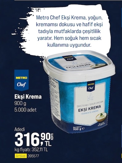 Metro Chef Ekşi Krema 900 G