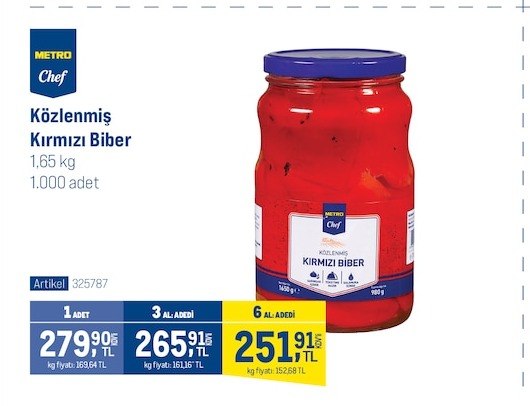 Metro Chef Közlenmiş Kırmızı Biber 1,65Kg