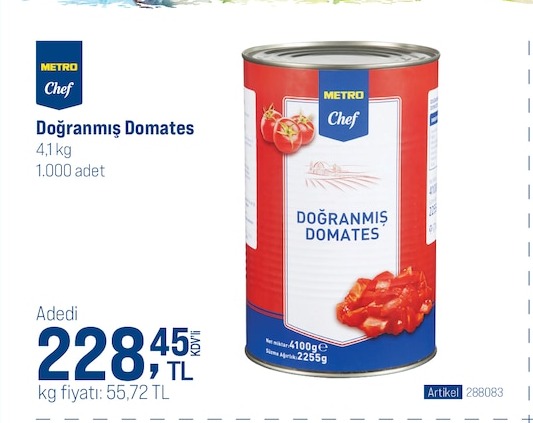 Metro Chef Doğranmış Domates 4,1Kg