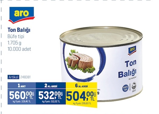 Aro Ton Balığı Büfe Tipi 1,705Kg