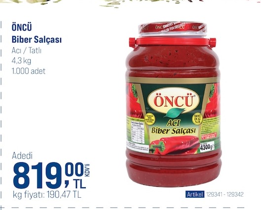 Öncü Biber Salçası Acı/Tatlı 4,3 Kg