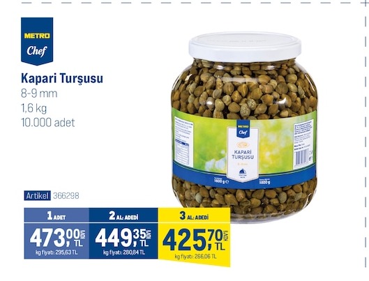 Metro Chef Kapari Turşusu 1.6 Kg