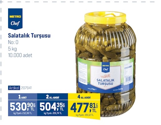 Metro Chef Salatalık Turşusu 5 Kg