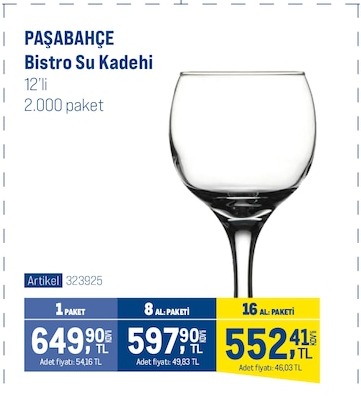Paşabahçe Bistro Su Kadehi 12'Li